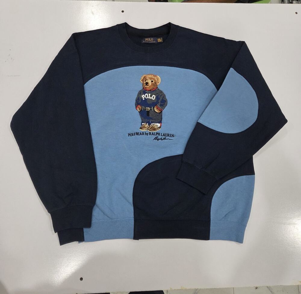 Vintage Polo Reworked Sweatshirt – Unique Upcycled Panelled Jumper – Size XXL